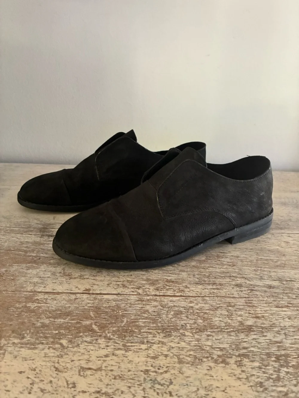 Eileen Fisher Frida Tumbled Nubuck Derby Slip On Shoes Size 7